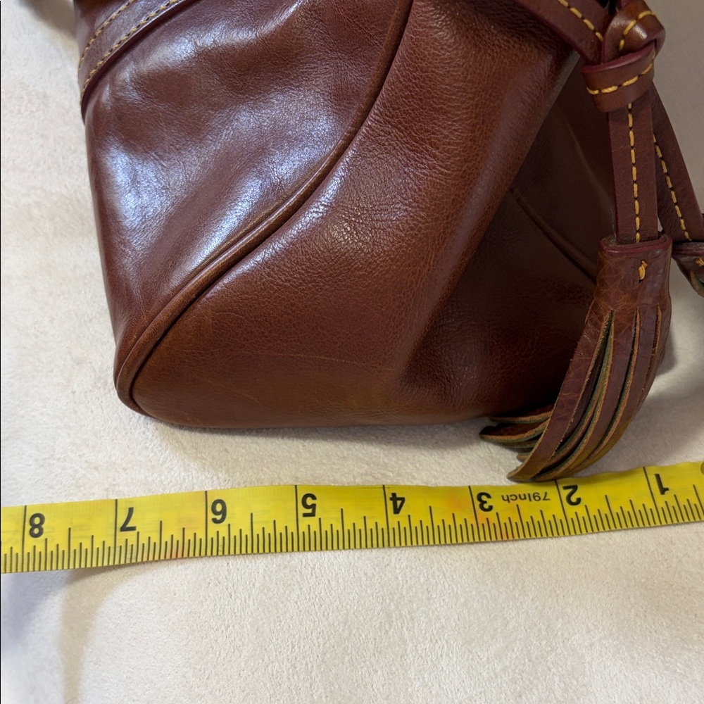 Dooney and Bourke Brown Leather Satchel Handbag with Gold Hardware - Picture 16 of 16